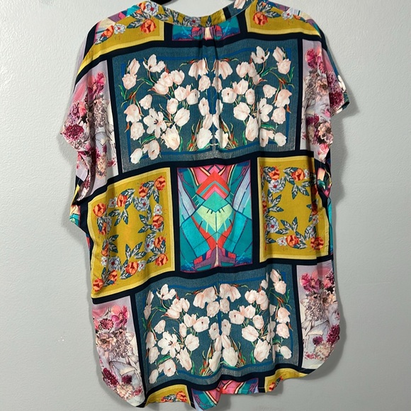 Tolani Silk Floral Blouse Tunic size Large - Picture 8 of 13